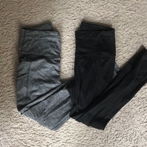2 pairs of black and grey aerie leggings
